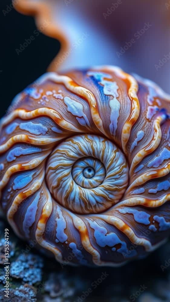 Leinwandbilder Beautiful and Intricate Close-up of a Colorful Nautilus Shell with Spiraling Patterns and Soft Light Effects Captivating Nature Inspiration