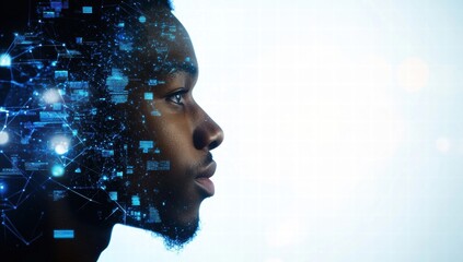 woman with binary code