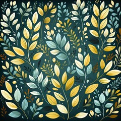 Artistic Nature-Inspired Vector Pattern with Foliage