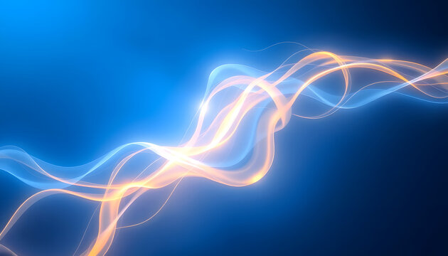 Blue and golden writhing light stream with shadows , with white tonespng