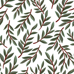 seamless leaves pattern background. green leaves vector pattern background.