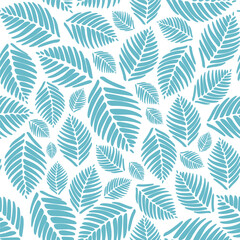seamless leaves pattern background. blue leaves vector pattern background.