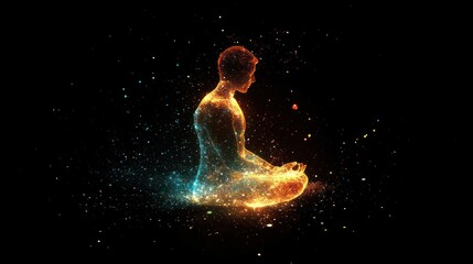 Obraz premium A person meditating with a glowing aura representing deep thought.