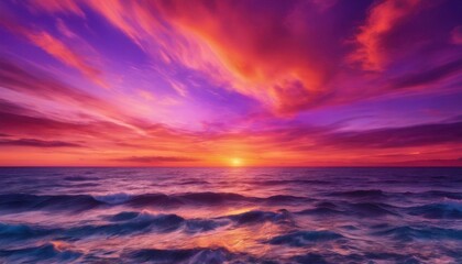 Obraz premium Vibrant Ocean Sunset: Abstract Seascape Background. Modern Design Element, Colorful Sky Illustration, Coastal Scene