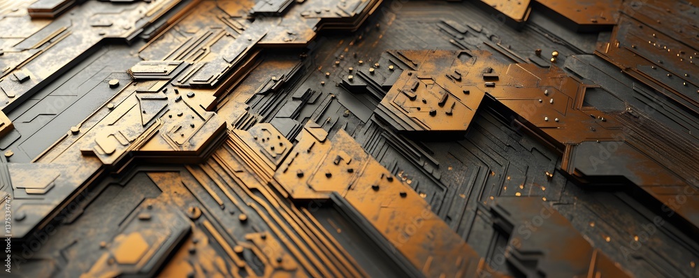 Poster close-up view of intricate and detailed circuit board patterns showcasing advanced technology with v