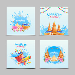 Songkran Illustration Set