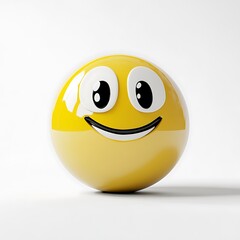 Fototapeta premium Happy Yellow 3D Emoticon on White Background