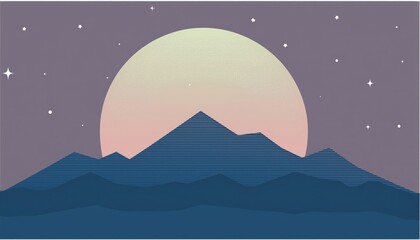 Fototapeta premium minimalism, abstract illustration of mountains and a milky way