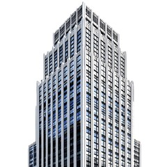 Fototapeta premium Modern Glass Skyscraper with White Facade Against White Background