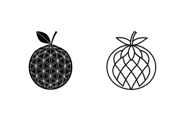 Geometric Citrus Fruit Icons Orange and Tangerine Designs