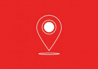 White location pin icon with a red background is centered in the image and has a shadow effect transparent background