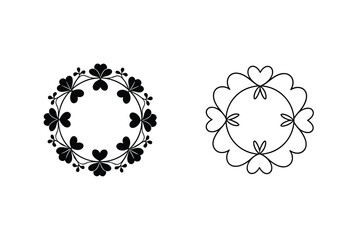 Floral and Heart Shaped Circular Frame Design Elements