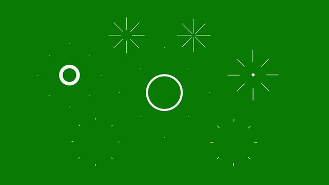 Circles bursting fireworks explosion line shape blast, night Skye firework  circle pop up loop fireworks, celebrate, explosion, festival,  fire, cut-out animation on black screen. 4k