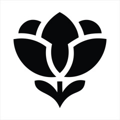 Elegant Floral Design: A striking black and white illustration of a stylized flower, its intricate petals and leaves forming a visually captivating design, evoking feelings of purity and elegance.