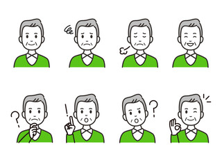 シニア男性の人物アイコンセット