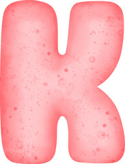 Cute watercolor letter 'k' in old rose color.