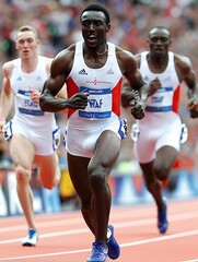 Track runners sprint stadium