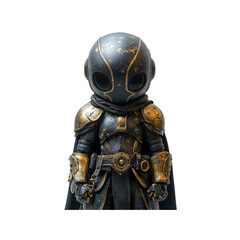 Fototapeta premium Dark Knight Collectible Figurine Mystical Armored Warrior in Gold and Black