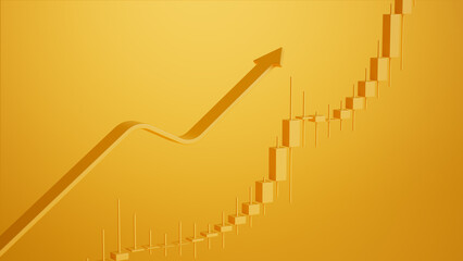 Dynamic 3D Financial Chart Illustrating Growth on Orange Background - Perfect for Market Trends and Investment Analysis