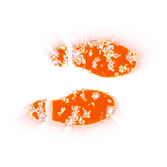 Burning icon shoe prints on transparent background. Looks like burnt paper