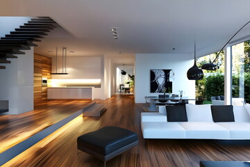 Modern Open Concept Living Space Minimalist Design Natural Light