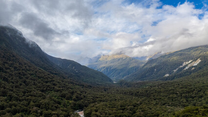 뉴질랜드 남섬(밀포드사운드, Milford sound) 항공사진