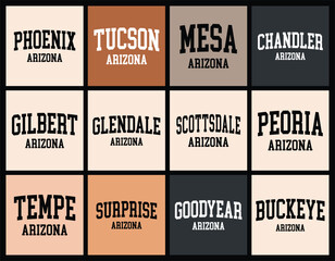 Arizona Cities by Population t shirt bundle