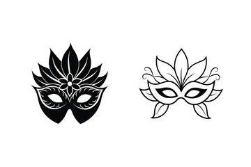 Elegant Black and White Carnival Masks Floral Designs