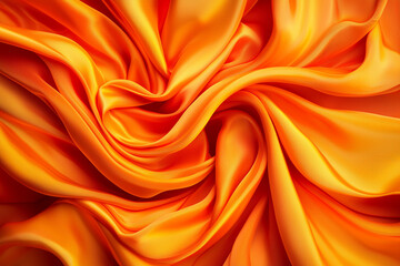 Obraz premium Vibrant orange silk fabric with smooth, flowing curves creates dynamic visual. rich texture and color evoke warmth and energy, perfect for various design applications