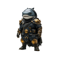 Fototapeta premium Shark Warrior Figurine Fantasy Collectible Action Figure in Dark Armor