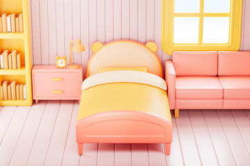 3d rendering cartoon style bedroom