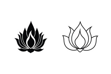 Lotus Flower Designs Simple, Elegant, Black, White, Icons, Symbols, Floral, Vector, Art, Graphics