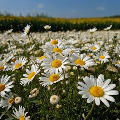daisies against blue sky