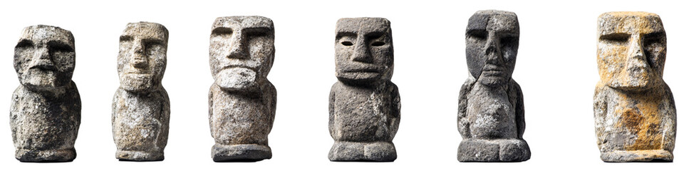 Obraz premium Easter Island stone statues, transparent background PNG