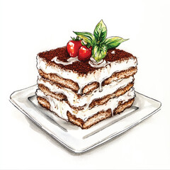 watercolor copic marker concept sketch of Tiramisu