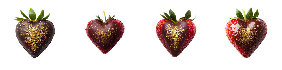 Fototapeta premium Chocolate-dipped strawberries in heart shapes