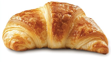 A croissant torn in half, revealing its soft, buttery inside and crispy outer crust