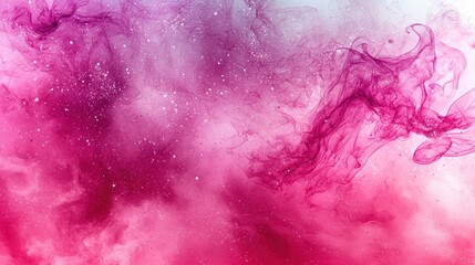 Obraz premium Abstract pink and purple nebula cosmic cloudscape with glitte stardust and swirling ethereal smoke creating a dreamy fantasy background ideal for digital art and design