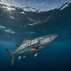 Fototapeta premium King Mackerel Speeding Through Open Waters