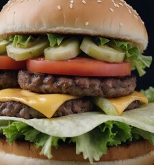 closeup of a double cheese burger 