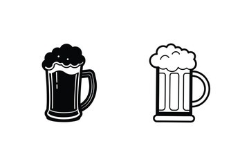 Beer Mug Icons Dark and Light Ale Beverage Graphics