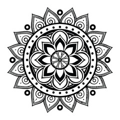 Pattern in the form of a mandala. Henna tattoo mandala. Mehndi style. Decorative pattern in oriental style. Coloring book page.