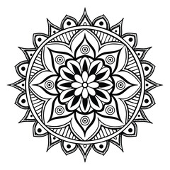 Pattern in the form of a mandala. Henna tattoo mandala. Mehndi style. Decorative pattern in oriental style. Coloring book page.