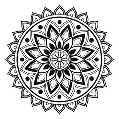 Pattern in the form of a mandala. Henna tattoo mandala. Mehndi style. Decorative pattern in oriental style. Coloring book page.