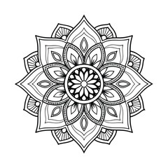 Pattern in the form of a mandala. Henna tattoo mandala. Mehndi style. Decorative pattern in oriental style. Coloring book page.