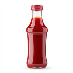 Ketchup Bottle Product Shot with Red Sauce on White Background