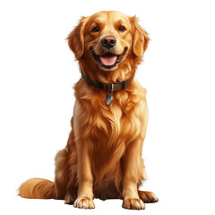 Fototapeta premium A golden retriever is sitting on a white background