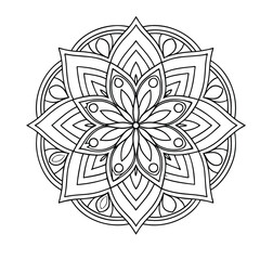 Pattern in the form of a mandala. Henna tattoo mandala. Mehndi style. Decorative pattern in oriental style. Coloring book page.