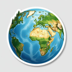 Vibrant globe illustration showcasing nature and continents in rich colors