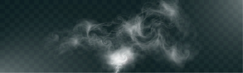 Realistic white smoke on transparent background with soft swirling effect, misty fog, and airy vapor for design projects.   © NAUM